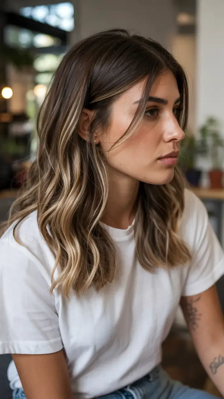 mid length haircut ideas 2026 Subtle Balayage and Soft C-Waves