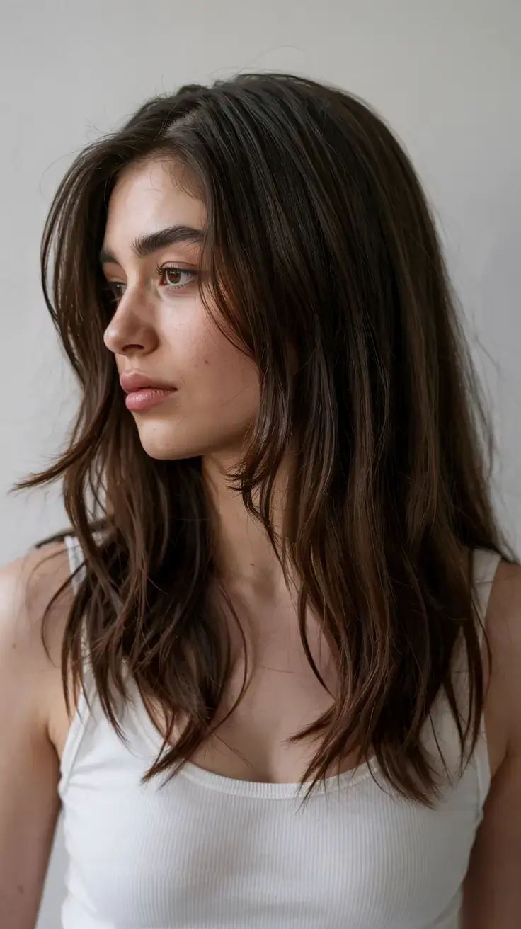 mid length haircut ideas 2026 Minimalist Layers with Natural Texture