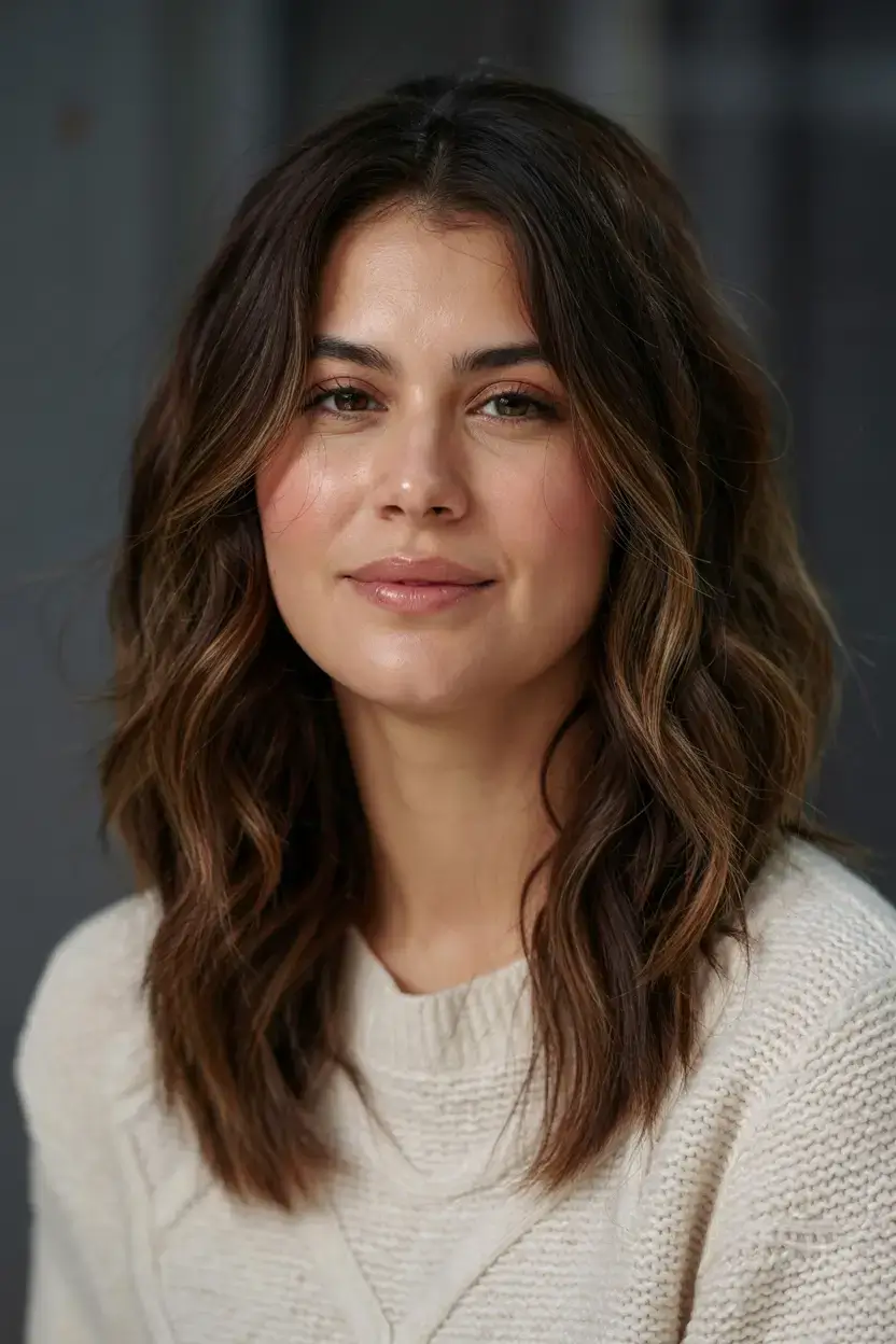 mid length haircut ideas 2026 Face-Framing Brunette with Soft Depth