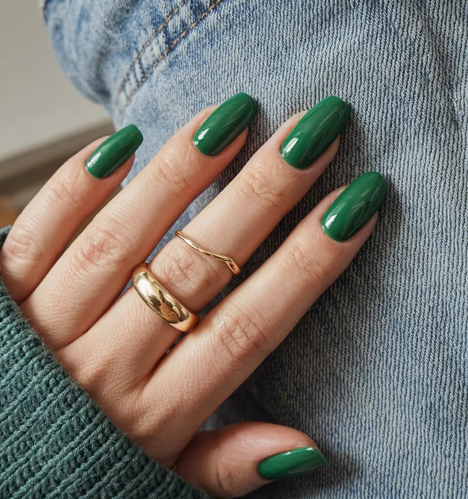 nail colors 2026 Glossy Forest Green