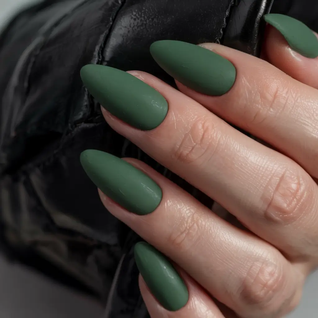 nail colors 2026 Matte Moss Minimalism