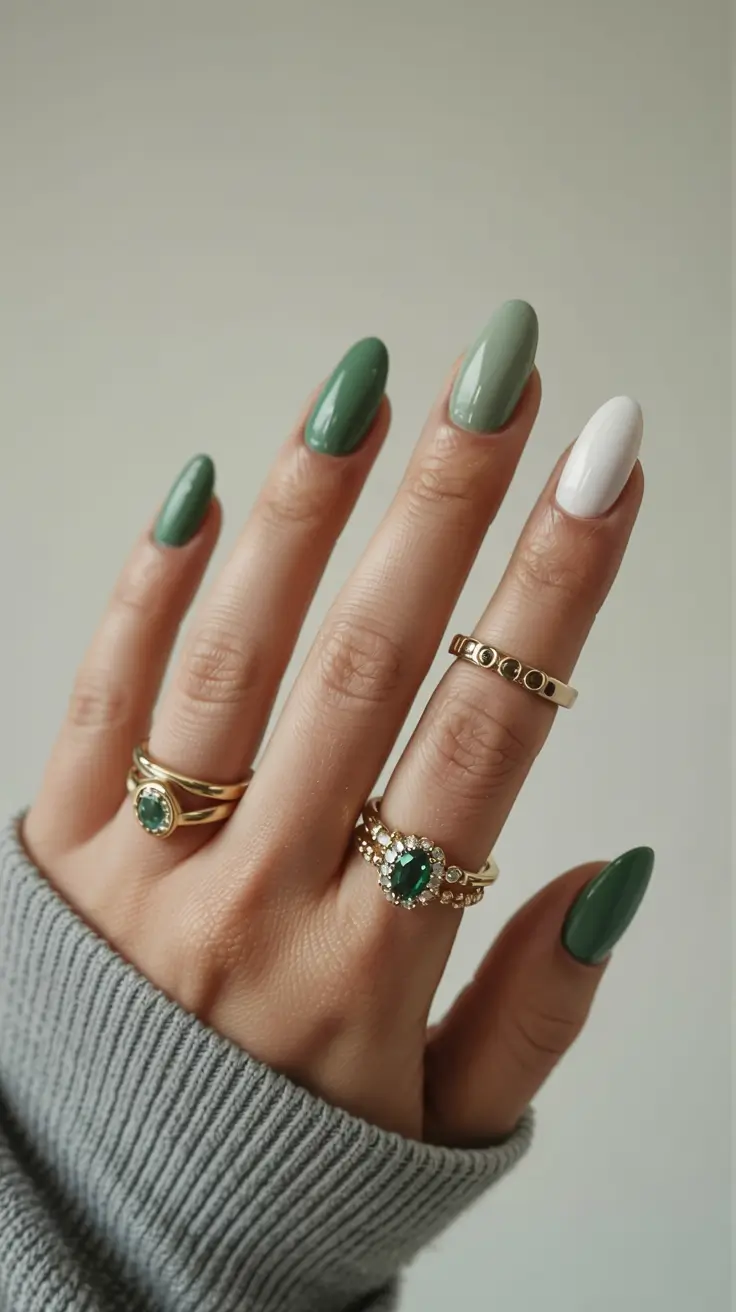 nail colors 2026 Green Gradient Luxe