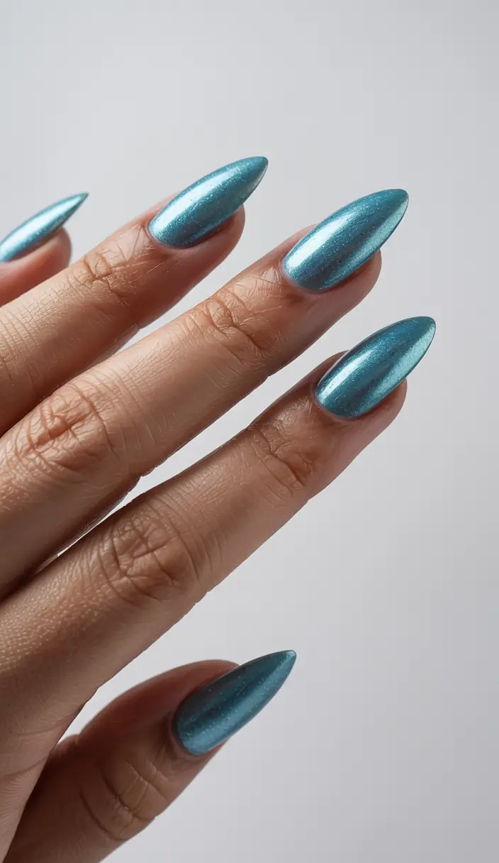 nail colors 2026 Aqua Chrome Dive
