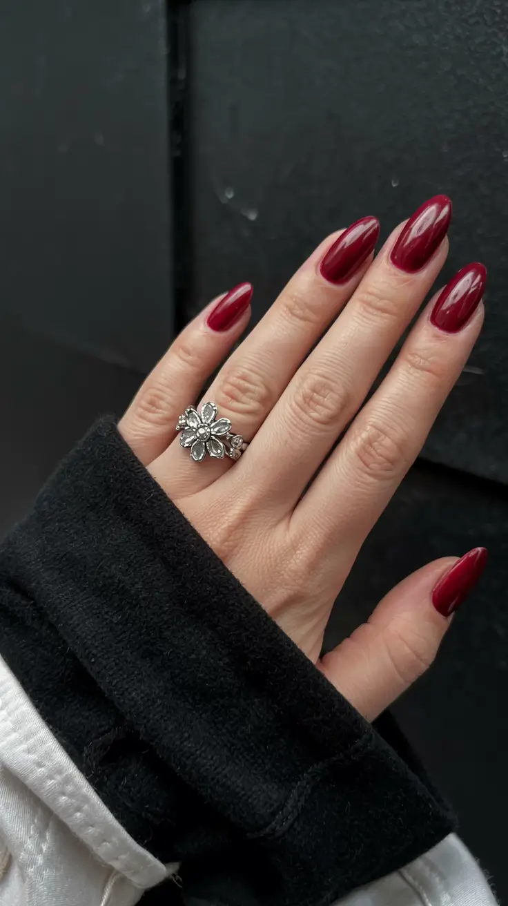 nail colors 2026 Glossy Merlot Power