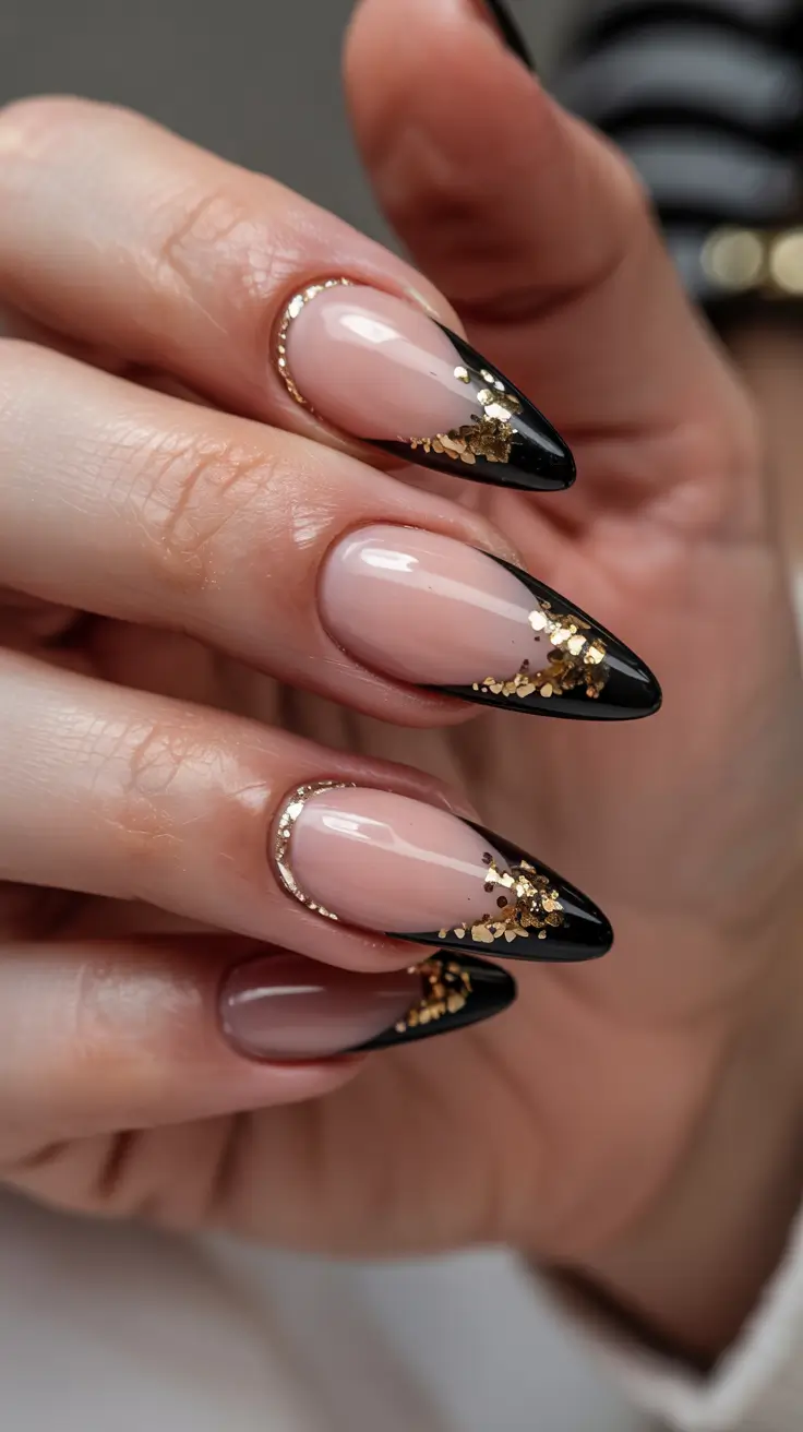 nails design ideas 2026 Midnight Gold Rush