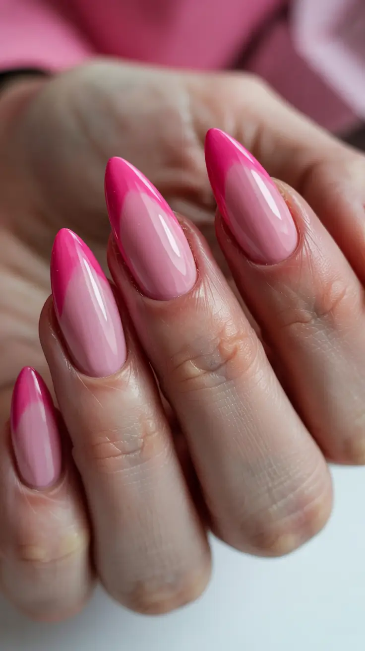 nails design ideas 2026 Vibrant V-Shaped Magenta