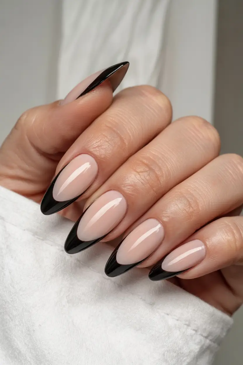 nails design ideas 2026 Glossy Noir Tips