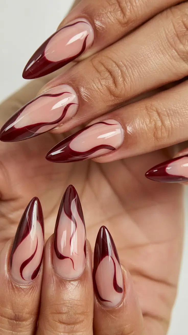 nails design ideas 2026 Glossy Crimson Flames