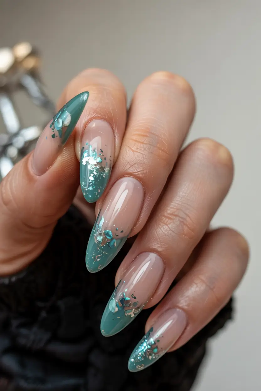 nails design ideas 2026 Ocean Dust & Teal Bloom