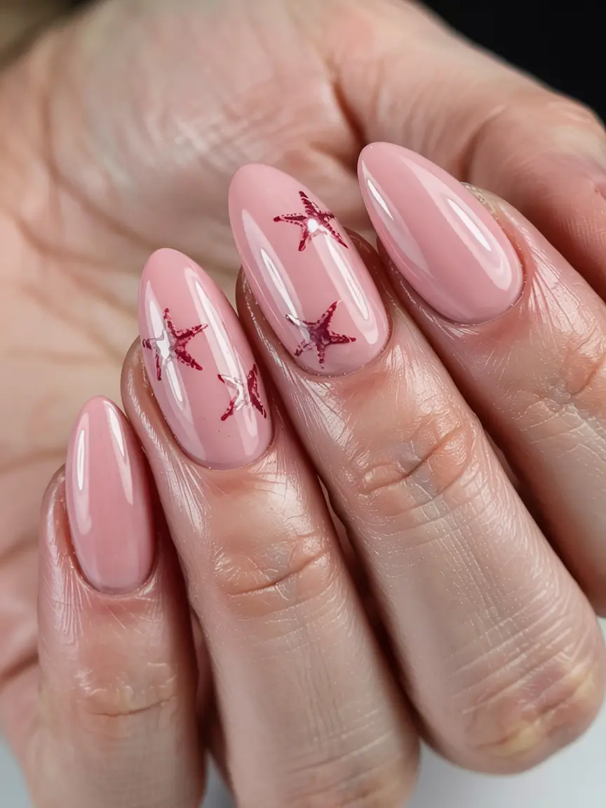 nails inspo 2026 Seashell Pink with a Starry Pop