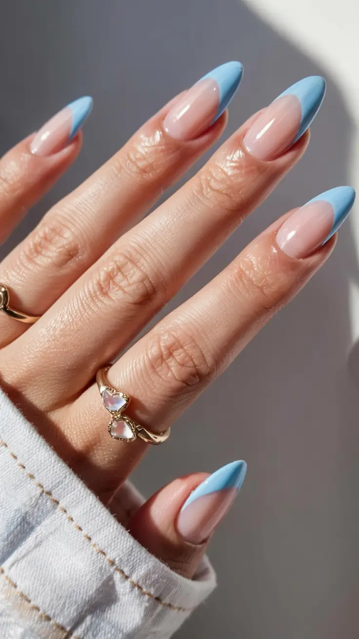 nails inspo 2026 Cool Sky French