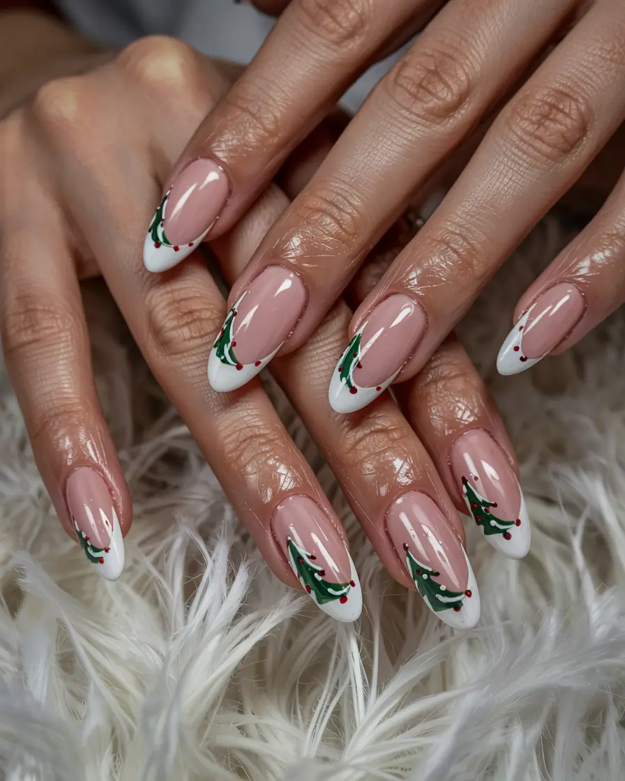 nails inspo 2026 Festive Branch French