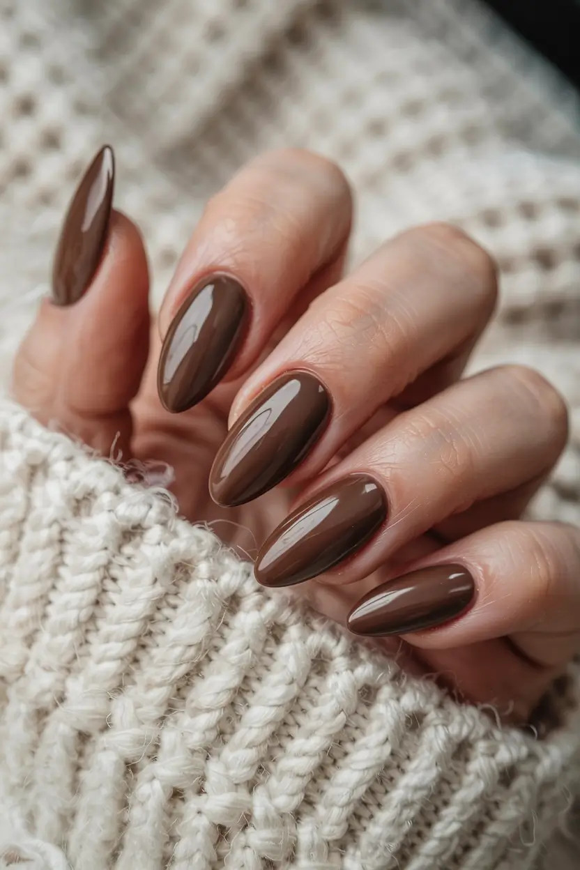 neutral nails 2026 Deep Mocha Gloss: Strong, Simple, Sultry