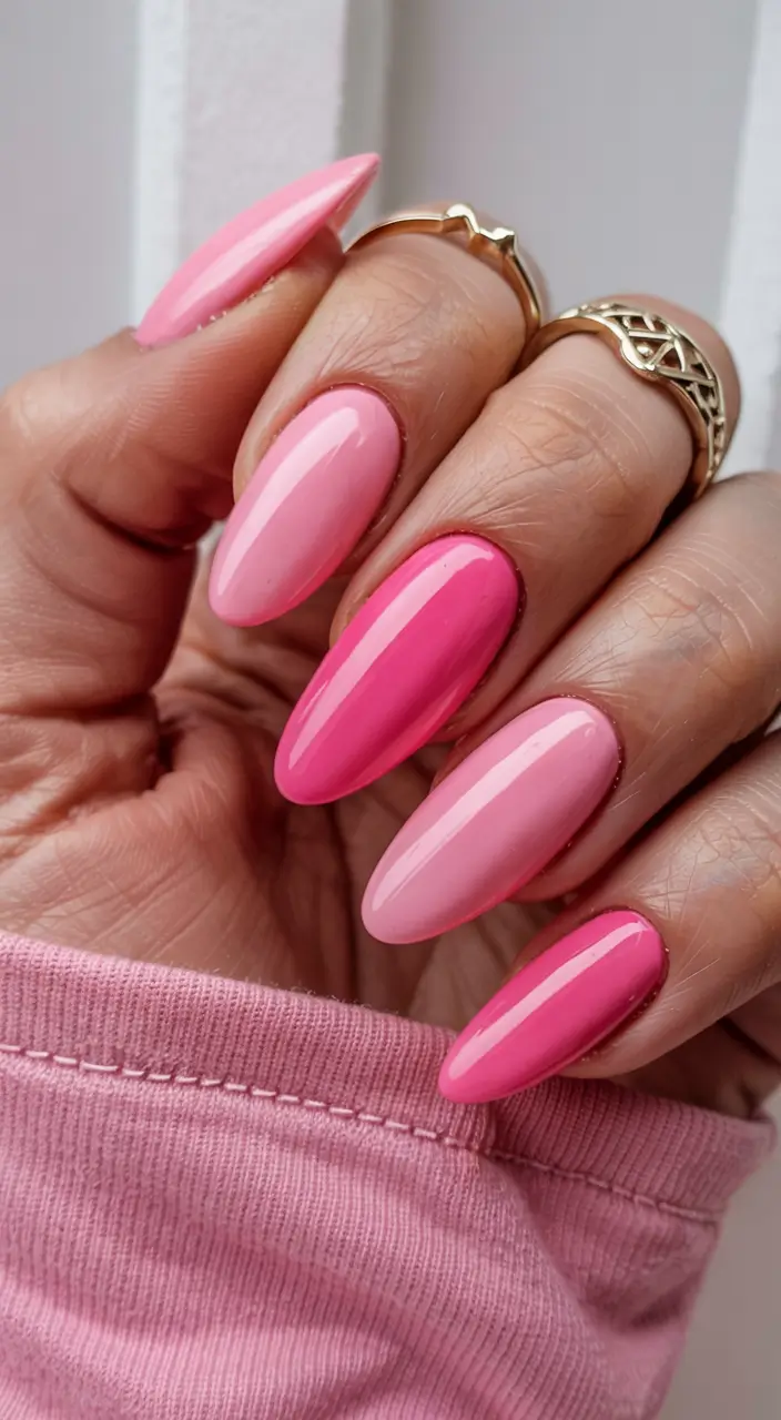 pink nails 2026 Alternating Pink Tones for a Soft-Edged Statement
