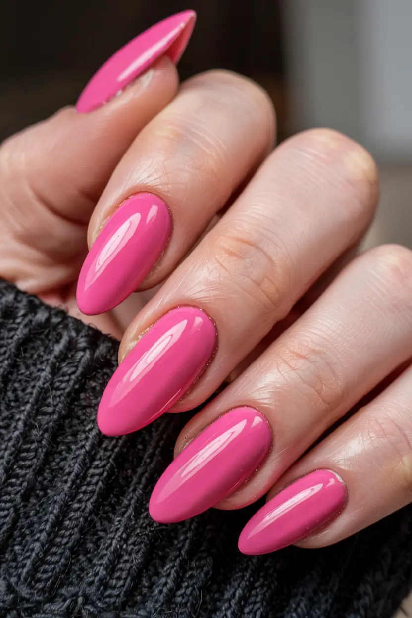 pink nails 2026 Watermelon Sorbet Pink with Glossy Texture