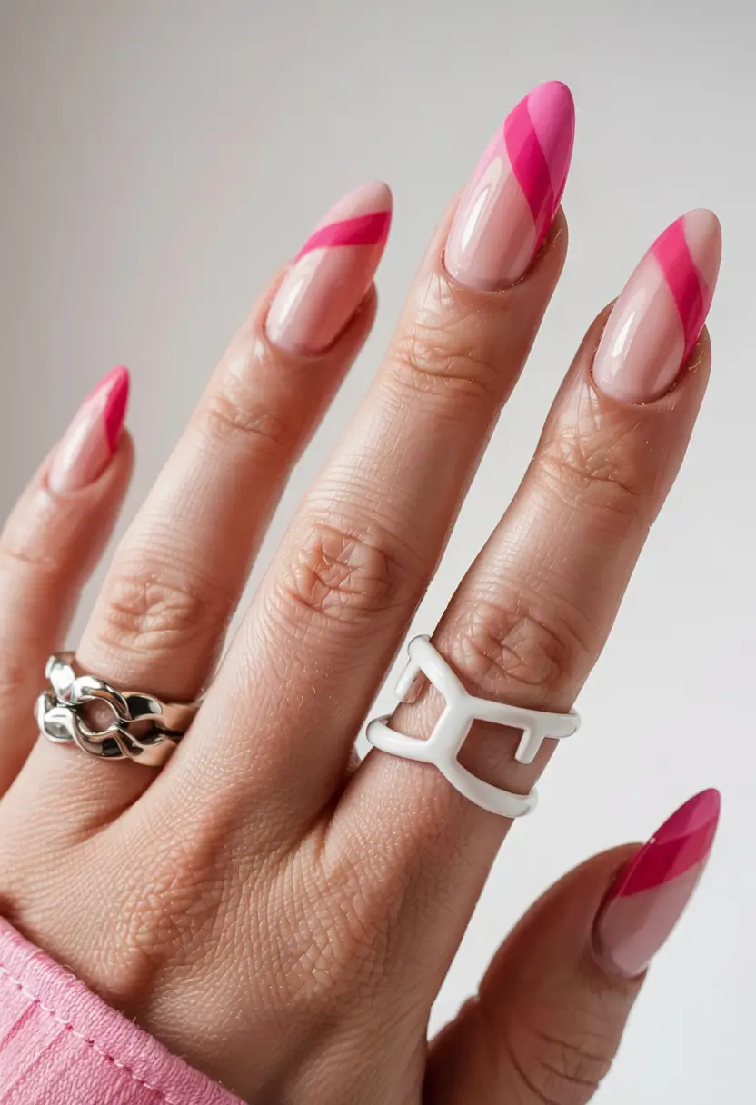 pink nails 2026 Two-Tone French Twist with Pink Layers