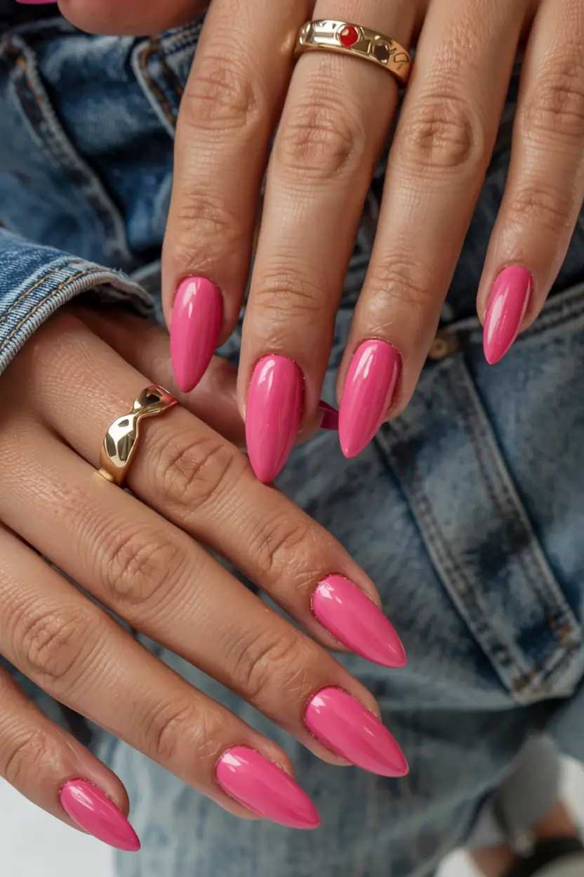 pink nails 2026 Signature Pink with a Denim Cool Factor