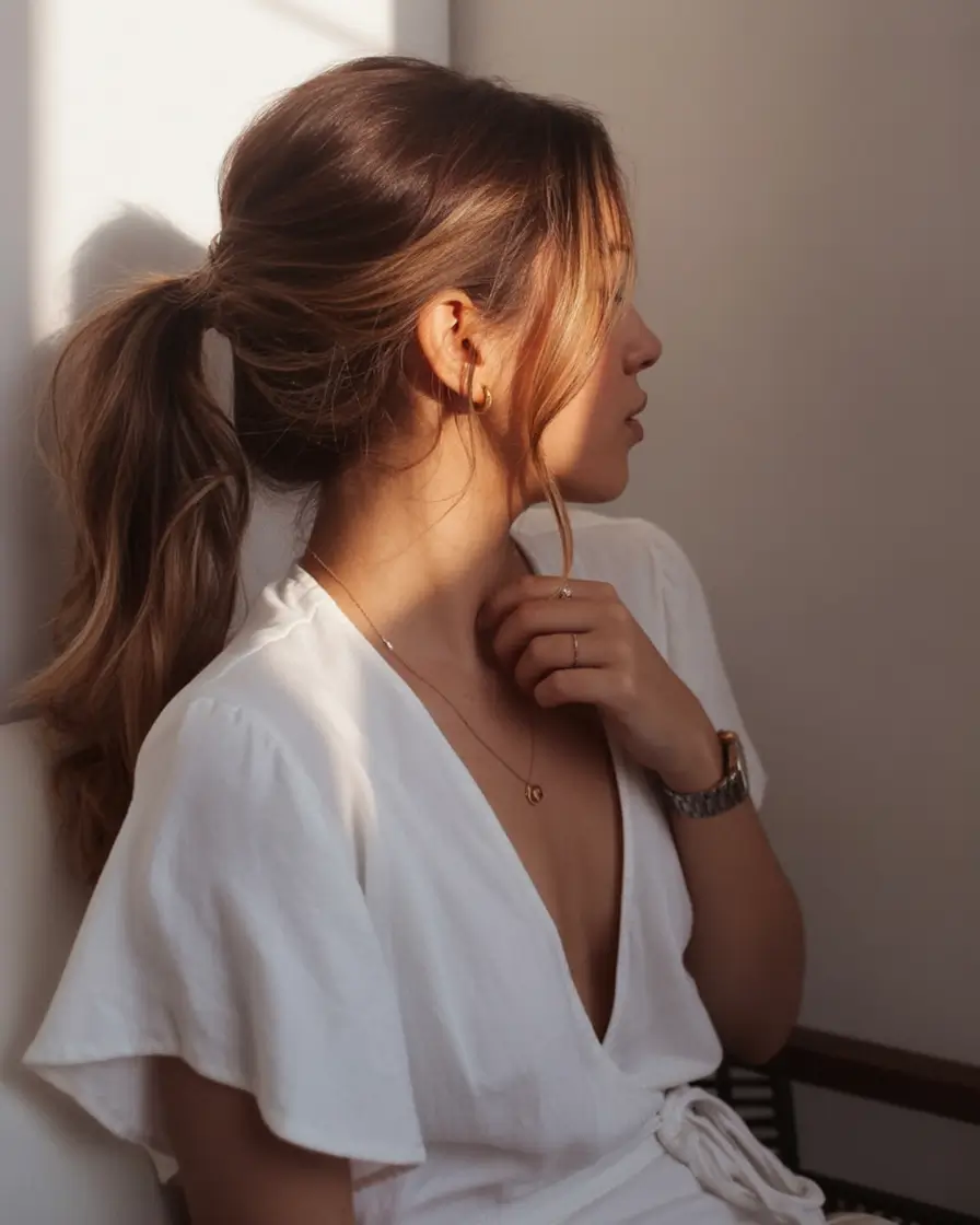 ponytail hairstyles ideas 2026 Sunset Pony with Natural Volume