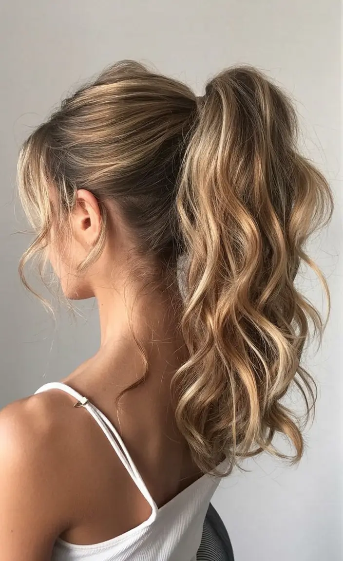 ponytail hairstyles ideas 2026 Champagne Waves with Elevated Root Lift