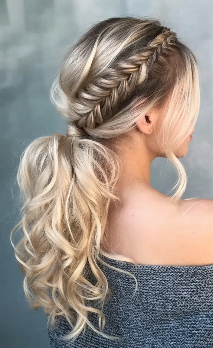 ponytail hairstyles ideas 2026 Side Plait Pony with Romantic Texture