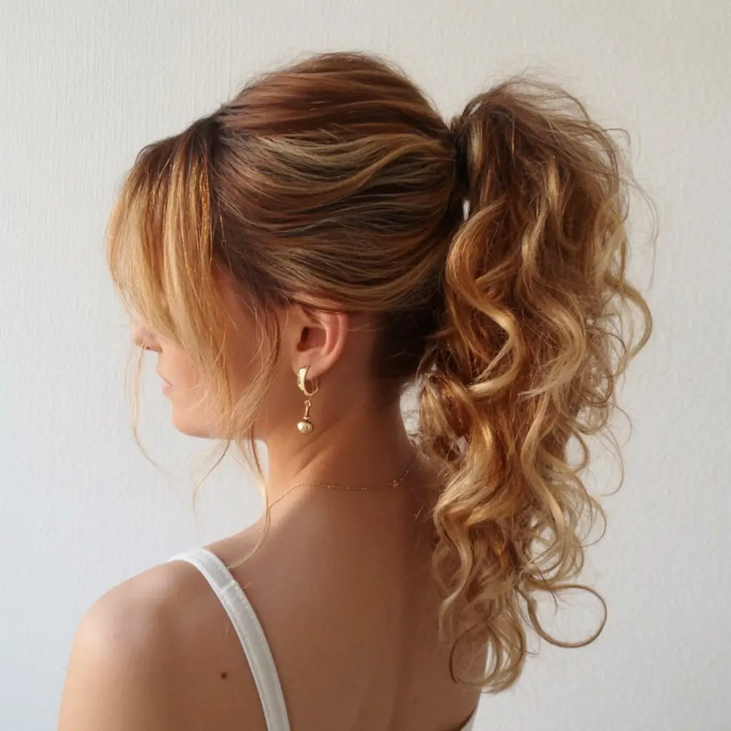 ponytail hairstyles ideas 2026 Layered Copper Curls with Airy Lift