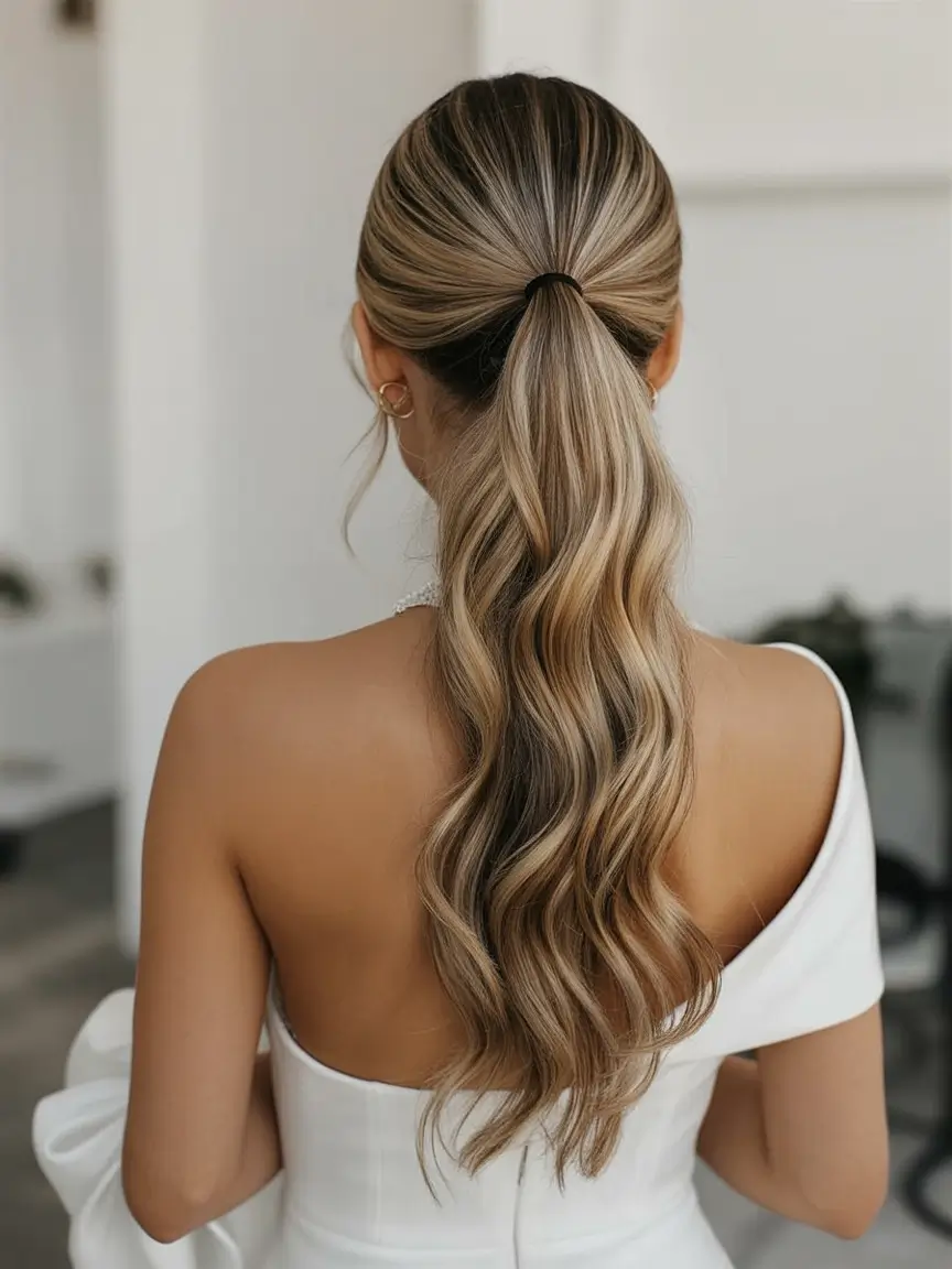 ponytail hairstyles ideas 2026 Sleek Sophistication with Sun-Kissed Dimension