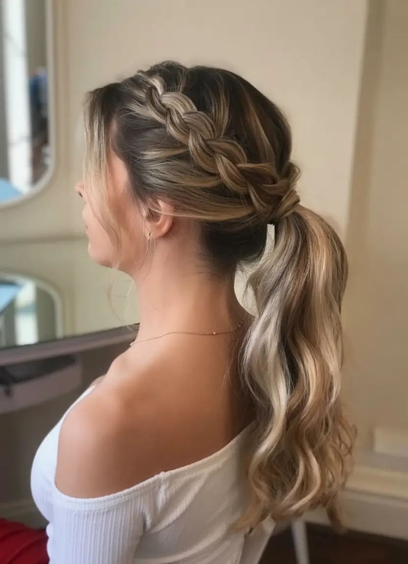 ponytail hairstyles ideas 2026 Braided Detail Meets Ponytail Romance