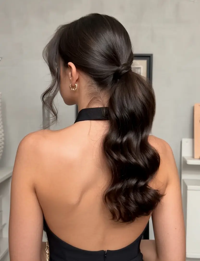 ponytail hairstyles ideas 2026 Low and Luxe with Mocha Shine