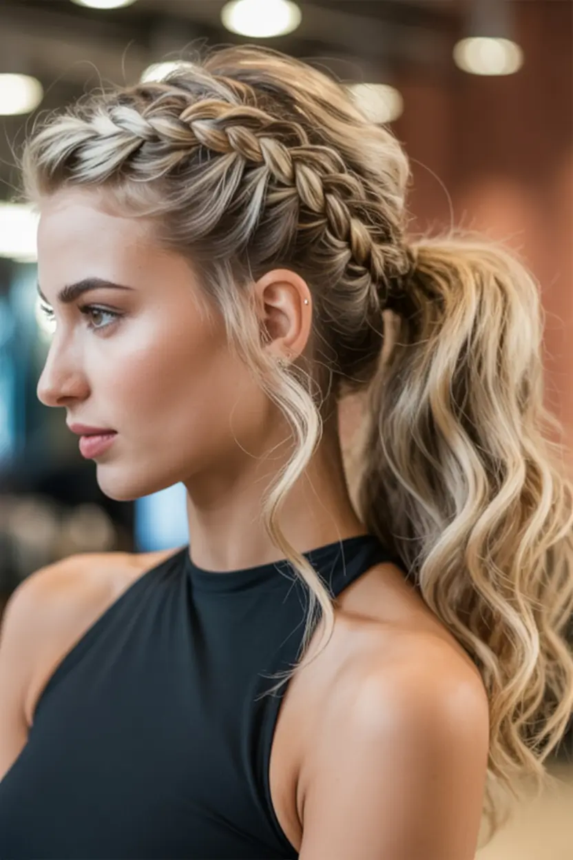 ponytail hairstyles ideas 2026 Plaited Power with a Feminine Edge