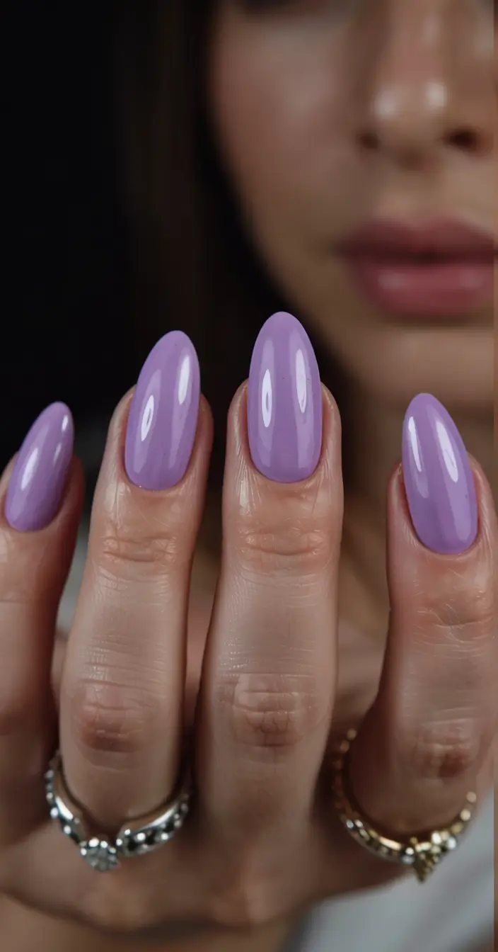 purple nails 2026 High-Gloss Lilac Perfection