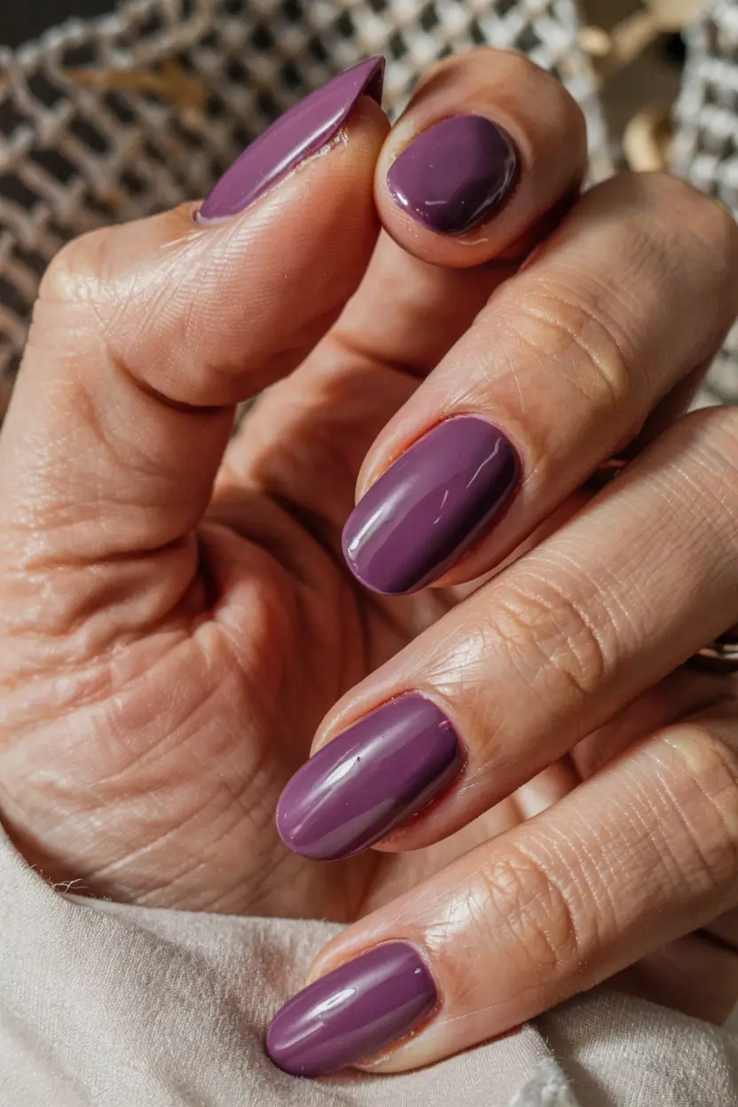 purple nails 2026 Understated Plum with a Hint of Edge