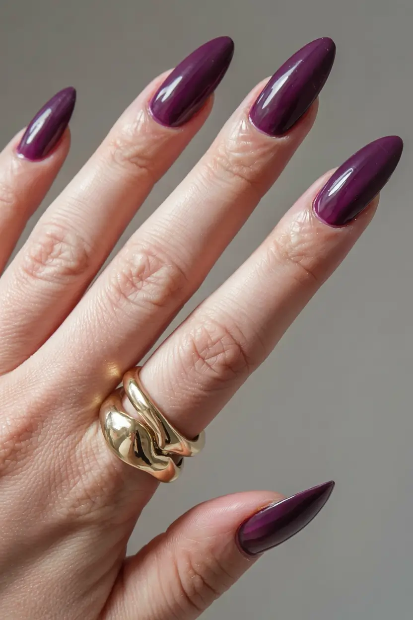 purple nails 2026 Deep Aubergine Elegance