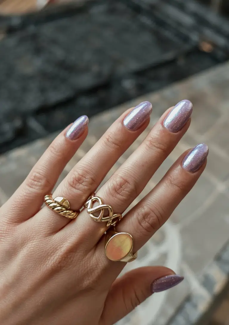 purple nails 2026 Galaxy Glazed in Lavender Light