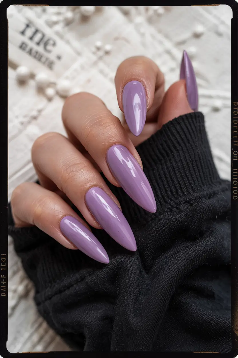 purple nails 2026 Long and Lavish Lilac Drama