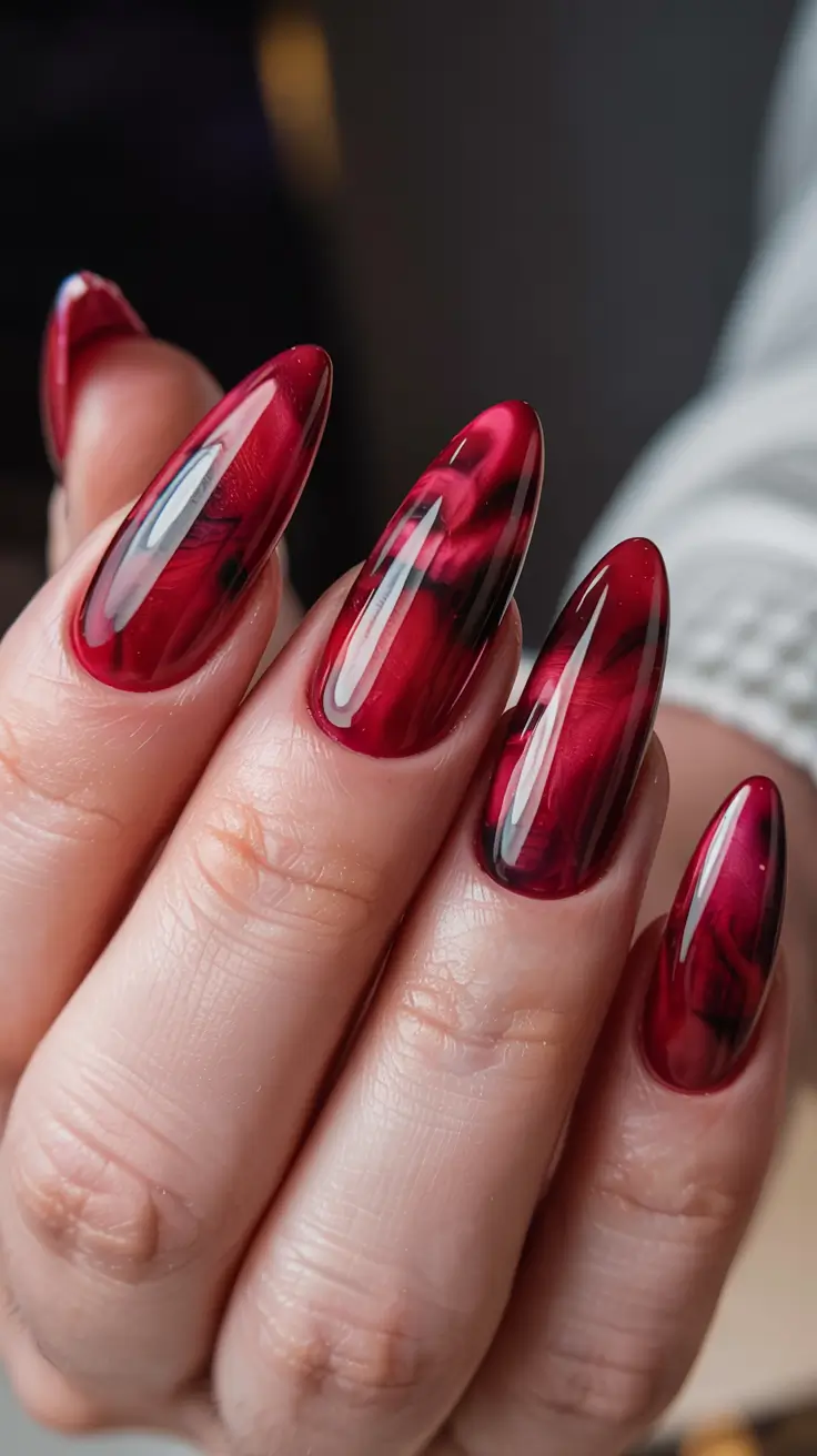 red-nails-2026-Red-Marble-Dreams