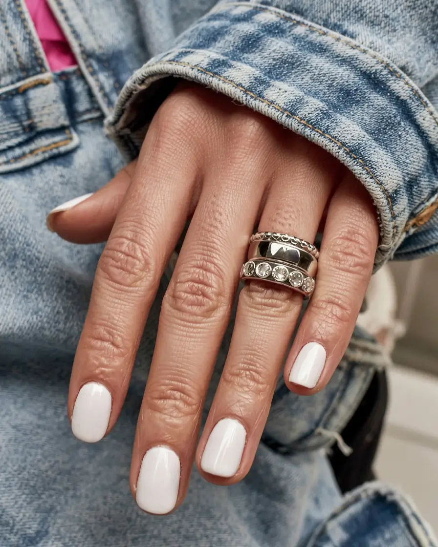 short acrylic nails 2026 Whiteout Classic