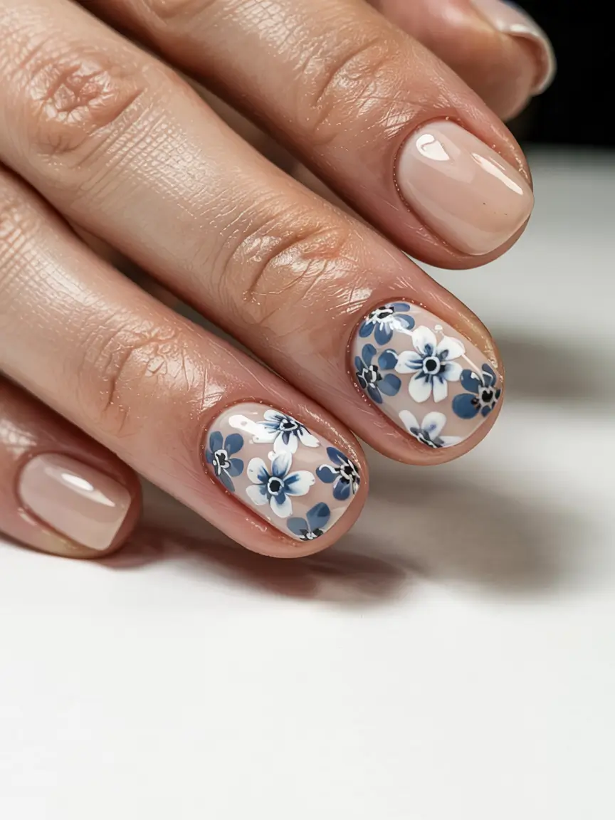 short acrylic nails 2026 Delicate Florals