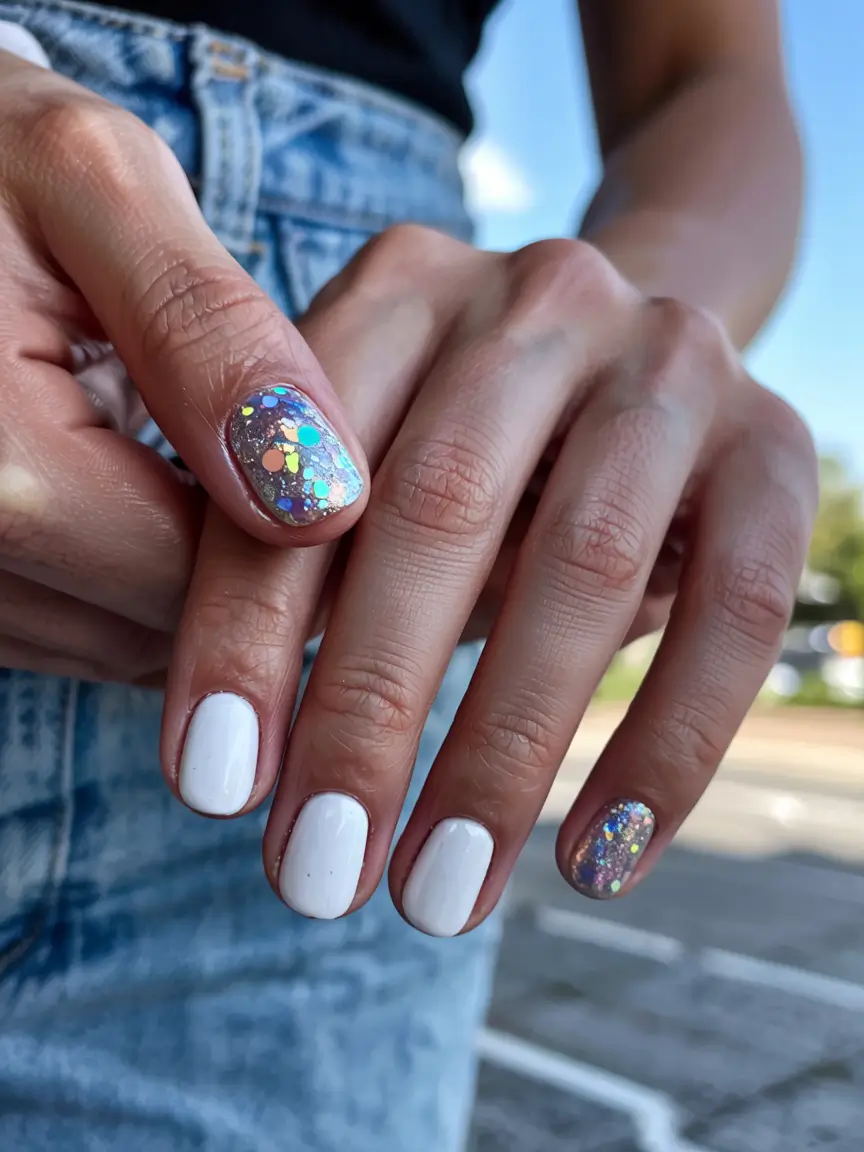 short acrylic nails 2026 Confetti Pop Accents