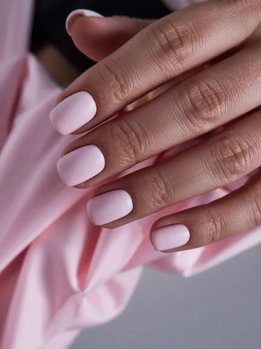short acrylic nails 2026 Frosted Matte Pink