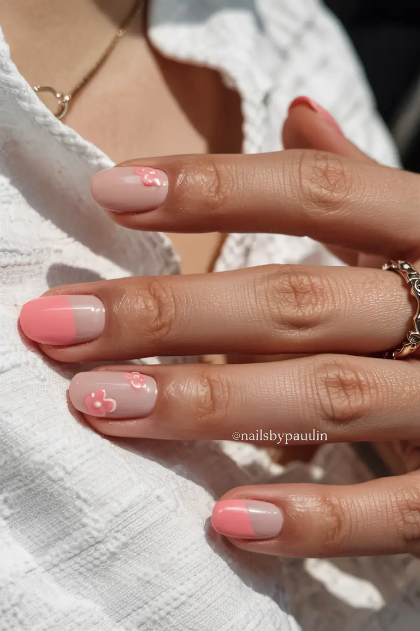 short acrylic nails 2026 Ballet Pop Blossoms