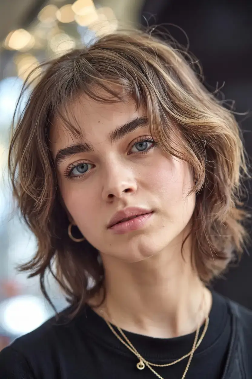 Short Haircuts Ideas 2026 Undercut Shag with Barely-There Fringe