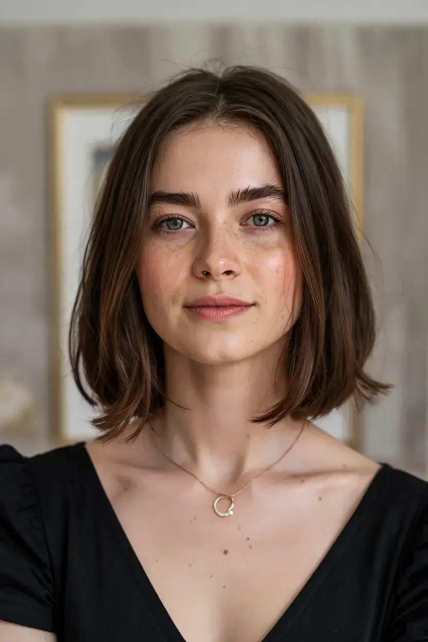 Short Haircuts Ideas 2026 Airy Blunt Bob with Soft Face Frame