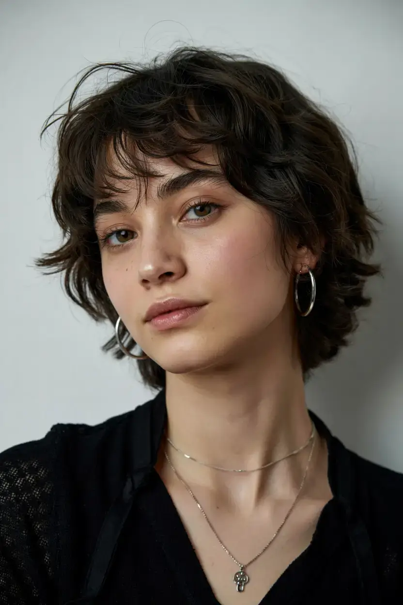 Short Haircuts Ideas 2026 Tousled Mullet-Inspired Cut with Shaggy Fringe