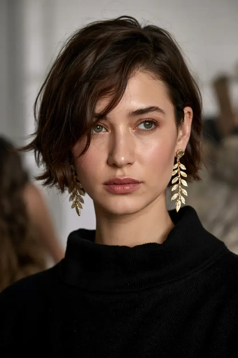 short hairstyles ideas 2026 Windswept Bob with Side-Part Drama