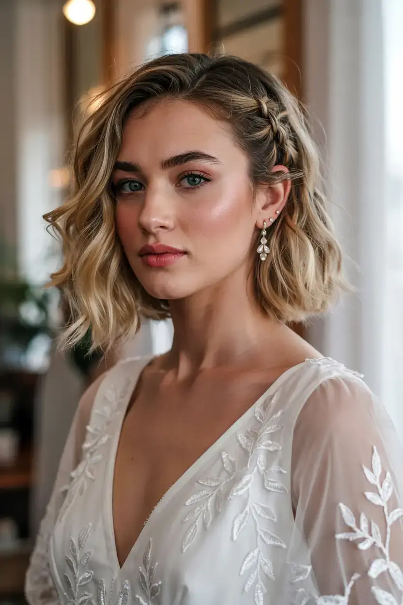 short hairstyles ideas 2026 Soft Braided Bob for Special Occasions