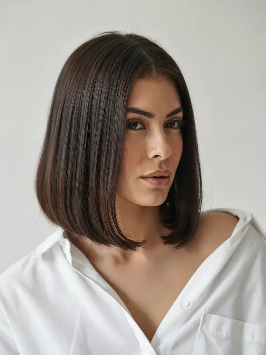 short hairstyles ideas 2026 Sleek Contour Bob with Precision Part