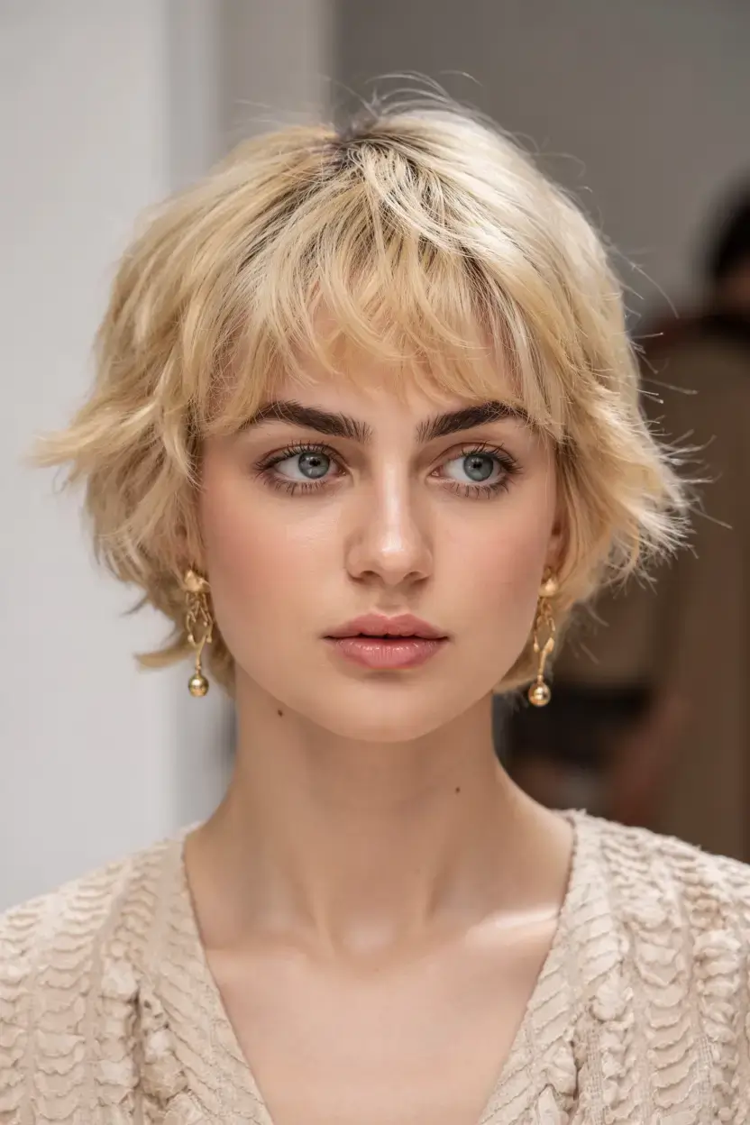 short hairstyles ideas 2026 Choppy Shag with Soft Blonde Texture