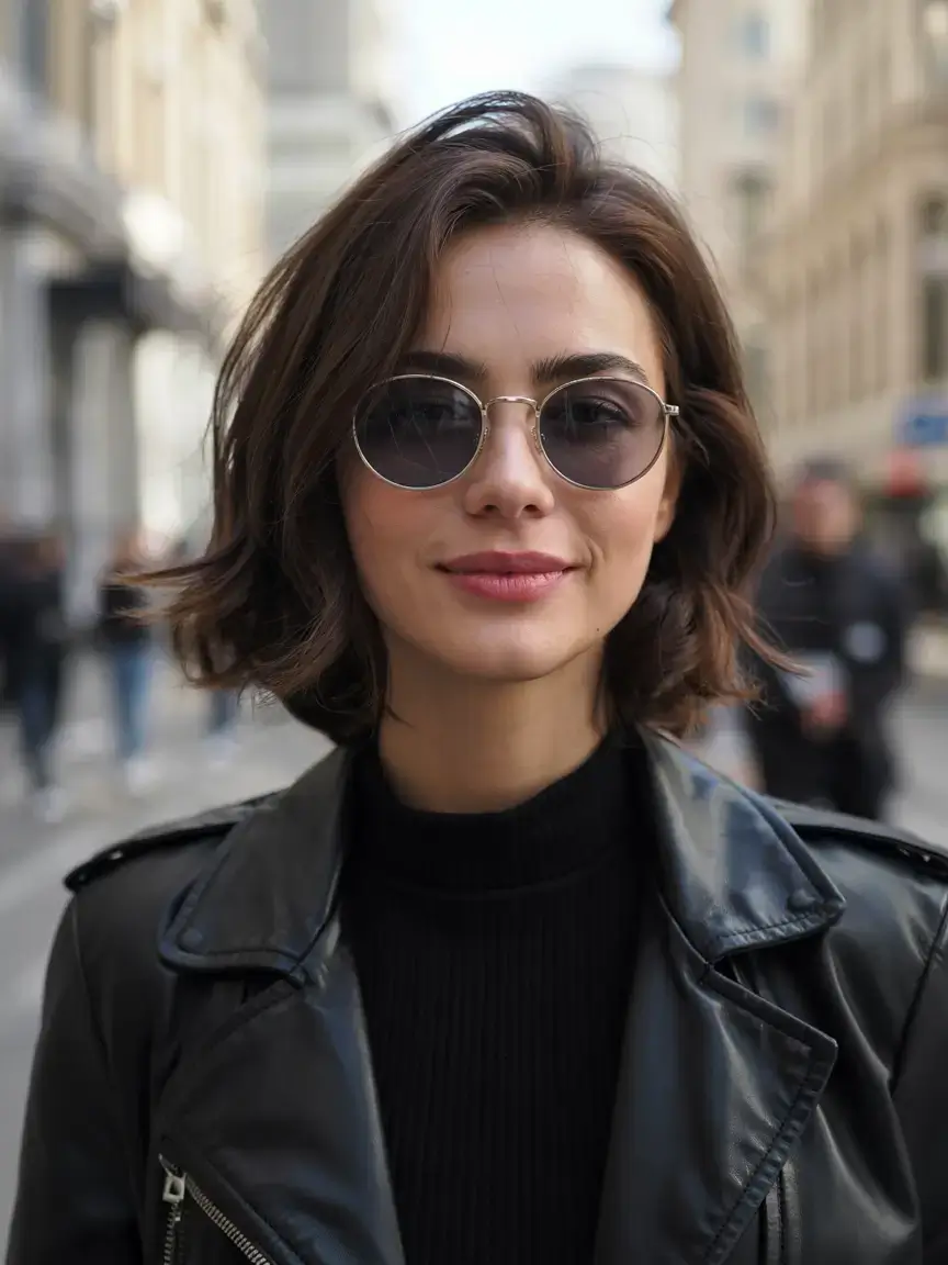 short hairstyles ideas 2026 Side-Part Bob with City-Chic Energy