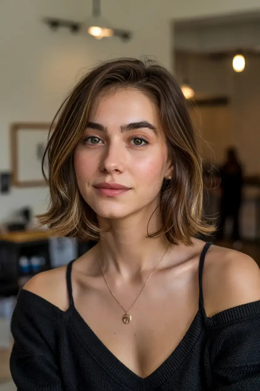 short hairstyles ideas 2026 Low-Layer Lob with Natural Flow
