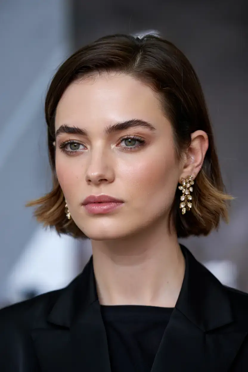 short hairstyles ideas 2026 Sleek Power Bob with Tucked Ends